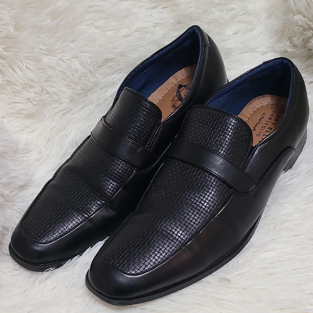 PERRY‎ ELLIS Men's Jackard Classic Black Slip On Loafers - Size 11